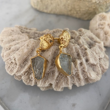 Load image into Gallery viewer, RAW AQUAMARINE GOLD DROPS