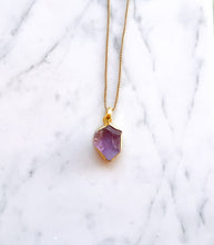 Load image into Gallery viewer, AMETHYST GOLD DROP NECKLACE