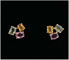 Load image into Gallery viewer, RAINBOW SAPPHIRE STUDS (MADE TO ORDER)