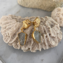 Load image into Gallery viewer, RAW AQUAMARINE GOLD DROPS
