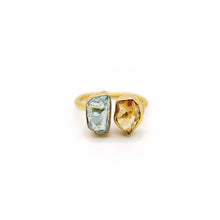 Load image into Gallery viewer, CITRINE AQUAMARINE DUO RING
