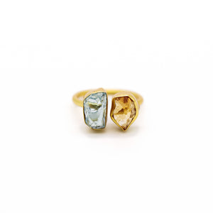 CITRINE AQUAMARINE DUO RING