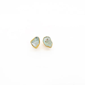 RAW AQUAMARINE STUDS