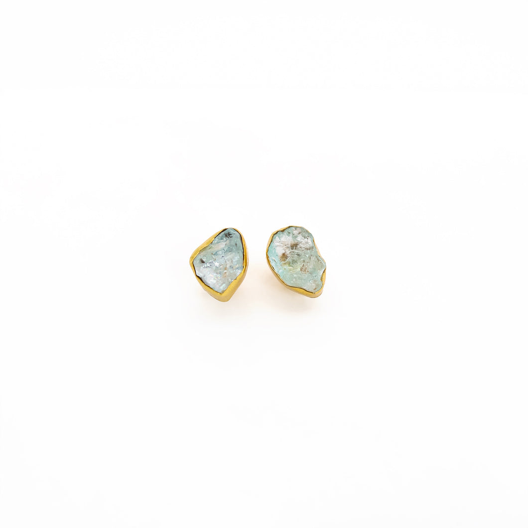 RAW AQUAMARINE STUDS