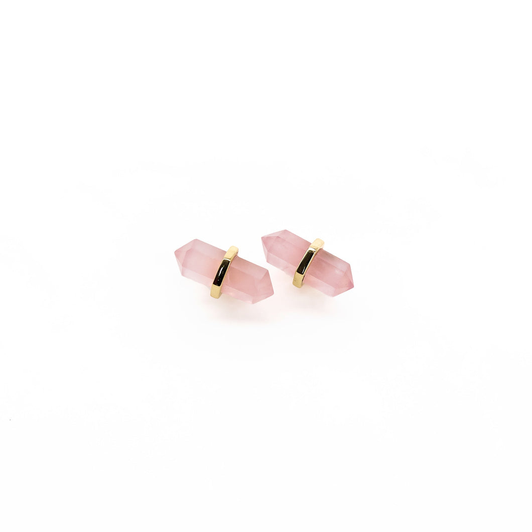 ROSE QUARTZ PENCIL STUDS