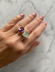 AMETHYST AQUAMARINE DUO RING