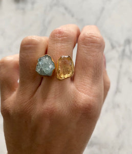 CITRINE AQUAMARINE DUO RING