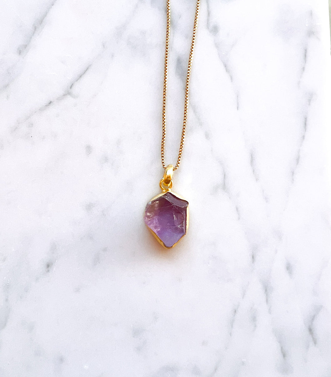 AMETHYST GOLD DROP NECKLACE