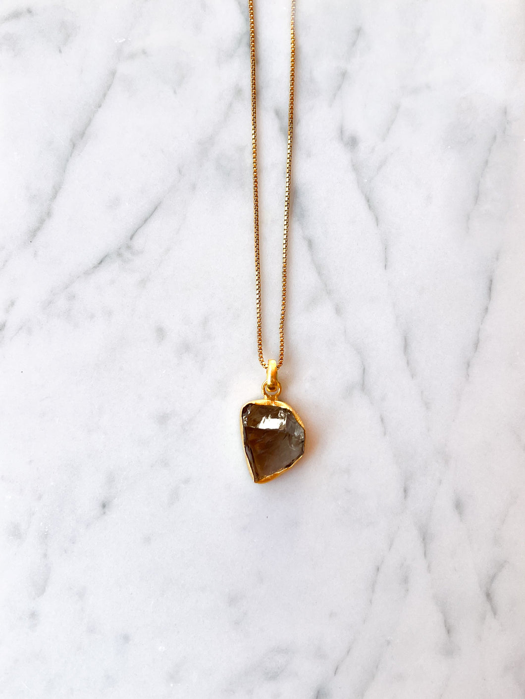 SMOKEY GOLD DROP NECKLACE