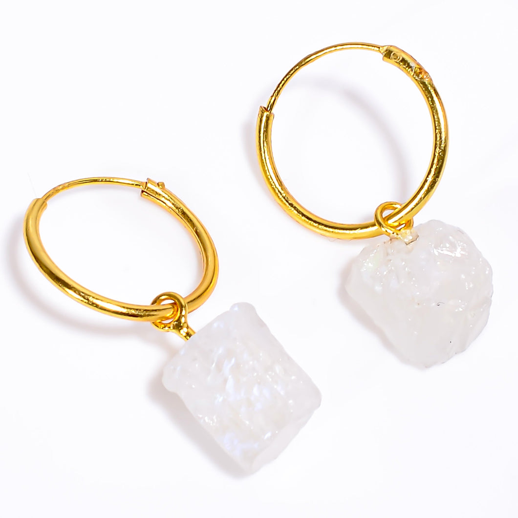 MOONSTONE GOLD HOOPS