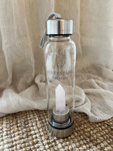 CRYSTAL WATER BOTTLE, ROSE QUARTZ